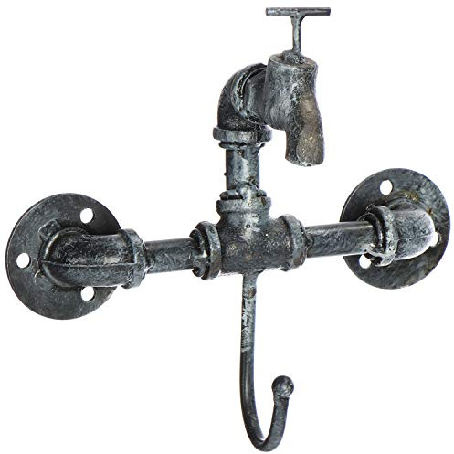 com-four® Wandhaken im Wasserhahn Design, Vintage Kleiderhaken aus Metall | Terrasse - Balkon oder Bad und Flur (23 x 11 x 21,5 cm)