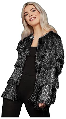 Smiffys Damen Smiffys Fever Tinsel Festival Jacket Smiffys Fever Lametta Festival Jacke