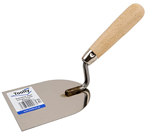 Toolty Stainless Steel Stucco Trowel, Plastering Trowel - 100mm - for Brickwork and Plastering - Wooden Handle - DIY - TLTY-0704