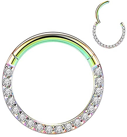 AVNIS Nasenringe für Damen - Edelstahl Klar CZ Stein Nasenring Hoop - 16G Tragus Ohrring in Silber - Elegant und Modern Helix Piercing Schmuck