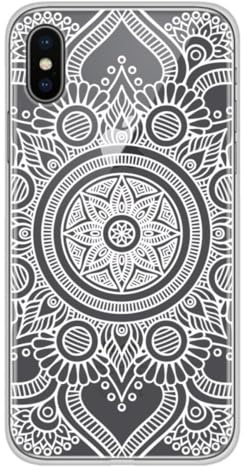 1001coques Coque de Téléphone Compatible pour Apple iPhone X, Apple iPhone XS, Design Mandala Blanc, Imprimée en France, Étui Souple en Silicone, Housse de Protection.