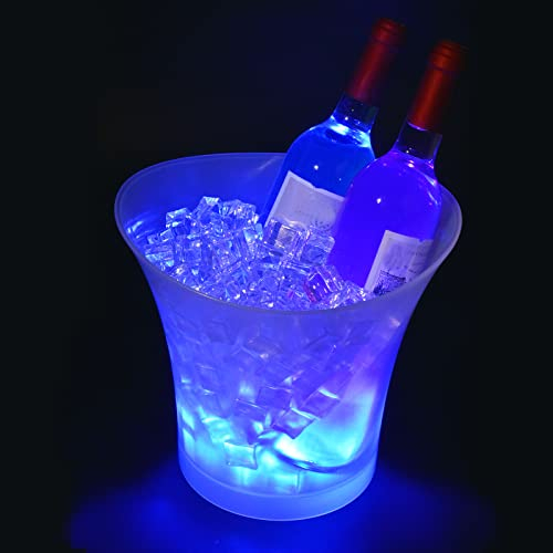Tiandirenhe Secchiello Ghiaccio LED da 5 L, Secchiello per Champagne per Ghiaccio con Luce LED Colorata, Sfumatura di Colore, Colore Flash per Champagne Beverage Beer Freezer Bar Club Bar