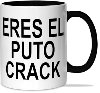 LINFORMAL - Taza de Cerámica 350ml - Ideal para el Desayuno y Tomar Café - Tazas Originales para Regalar - Humor Sarcástico - Apta para Microondas y Lavavajillas - Eres El Put@ Crack