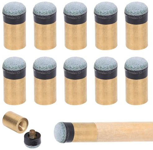 Agatige 10 Stück Pool Queue Spitzen, Billard Snooker Pool Queue Stange Spitze Ersatzteile Schrauben Sie auf Pool Stick Tipps Kupfer PU Leder Billardqueue Ersatz Kupfer Schraubbare Spitzen