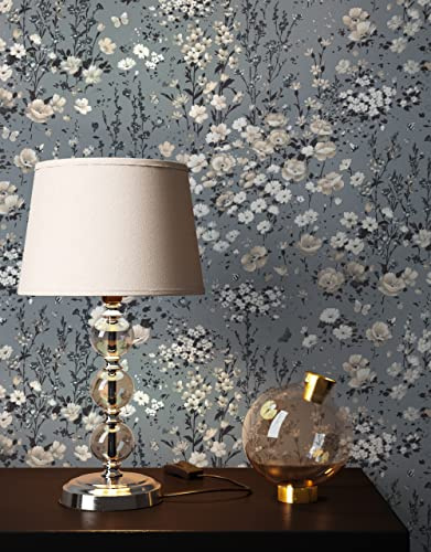 Newroom non-woven tapet grå blommor lantlig stil vardagsrum