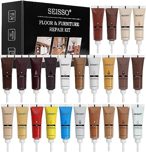 SEISSO 24 Pieces Repair Kit Wood Filler for Worktop, Wooden Floor Door, Wooden Furniture