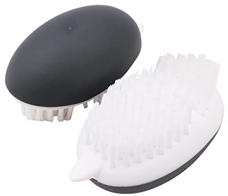 WANGCL Paquete de 2 cepillos de limpieza de frutas y verduras con agarre cómodo antideslizante para cocina (gris)