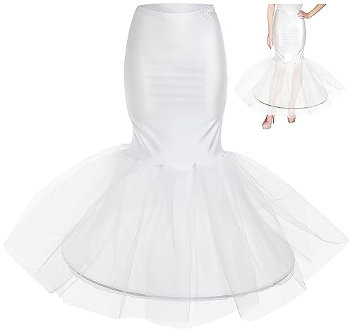 VALICLUD Bridal Fishtail Petticoat Underskirt Adjustable Waist 31 Inch Wedding Dress Support Slip for Evening Gown and Formal Dresses