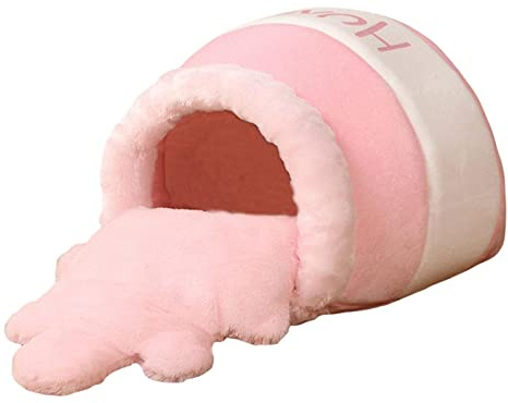Tubayia Katzenbett Haustierbett Katzenkissen Katzenhöhle Katzen Bett Katzenhaus Schlafen Katzensofa Katzendecke für Katzen kleine Hunde (Rosa)