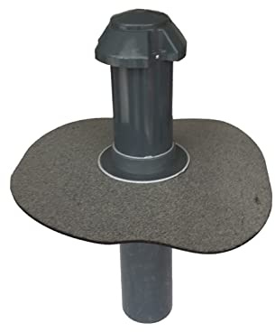 HAHN Handelshaus Flachdach-Sanitärlüfter, Bitumen- oder PVC-Flansch, Dachentlüftung, Abluft, Lüfter, DN 125, Bitumen-Flansch, Wetterkappe Abnehmbar, PVC-U nach DIN 4102