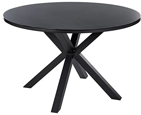 Gartentisch Keramik Aluminium schwarz rund ⌀ 120 cm X-Beine modern Maletto