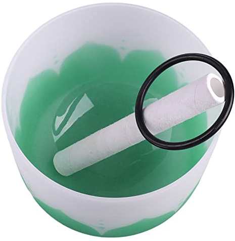 Cuenco para Cantar, Cuenco para Cantar de Cuarzo Patrón de Flores de Color Regalo Resistente Al Desgaste Amplia Aplicación Instrumento de Terapia de Sonido para la Curación del Sonido (Nota verde F)