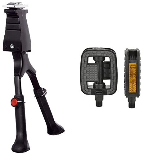 Prophete Zweibein-Ständer | Fahrradständer für City- und Trekkingräder & Fischer Pedale mit Anti-Rutsch und Reflektoren, passend für alle Fahrradttypen, Schwarz