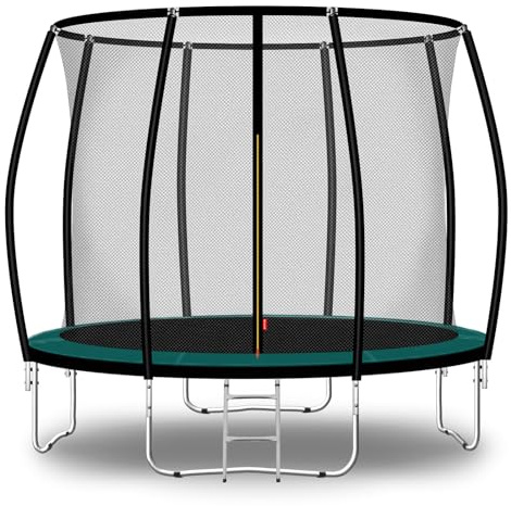 Baunsal® Trampolin Outdoor Ø 366 cm (FGIS) grün-schwarz als Komplettset Gartenspielzeug Kindertrampolin Gartentrampolin rund Garten Spielzeug für Kinder