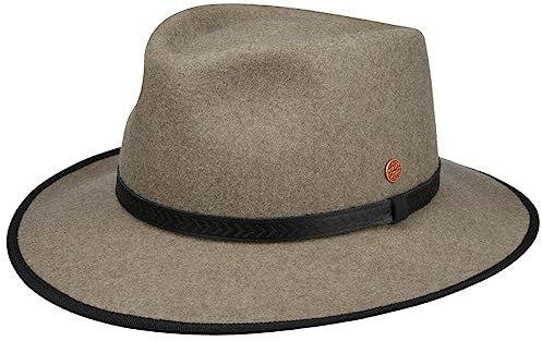Mayser Lubbock Cowboyhut Westernhut Wollhut Wollfilzhut Damen/Herren - Made in The EU mit Lederband Winter Herbst-Winter - L (58-59 cm) beige