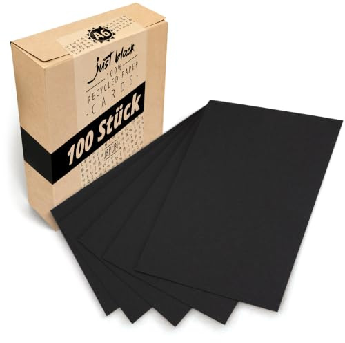 Japun - blanko Postkarten Set (100 Stück) - DIN A6, 148 x 105 mm, schwarz | Papier-Karten aus 300 g/m² Kraftpapier zum Selbstgestalten, Beschriften und Bedrucken