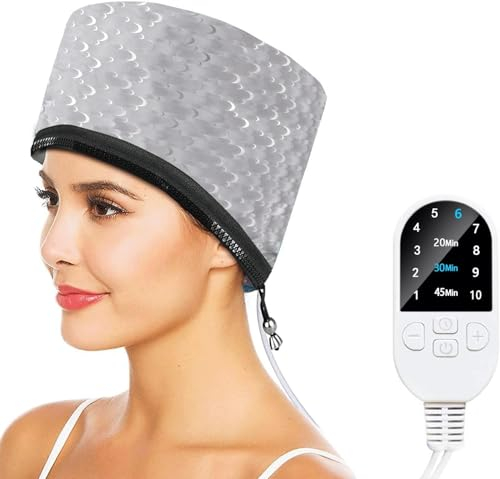 DEWEL Cappellino per Capelli Elettrico, 10 Livelli di Temperatura Regolabili della Cuffia Termica per Capelli, Può Essere Utilizzato per Capelli Danneggiati, Crespo, Doppie Punte