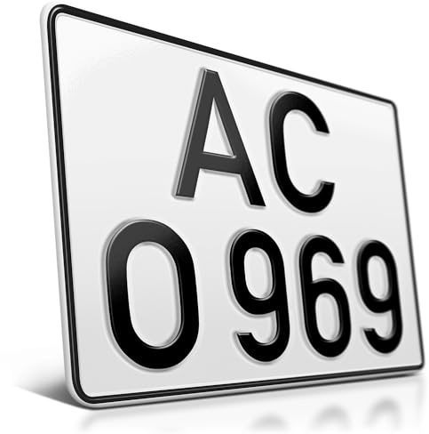 1 Kfz-Kennzeichen | Alte Schrift DIN 1451 | 280 x 200 mm | Ohne EU-Feld | Altes deutsches Nummernschild | Geprägtes Auto-Kennzeichen | Auto-Schild | Motorrad, Roller, Anhänger, LKW | Retro