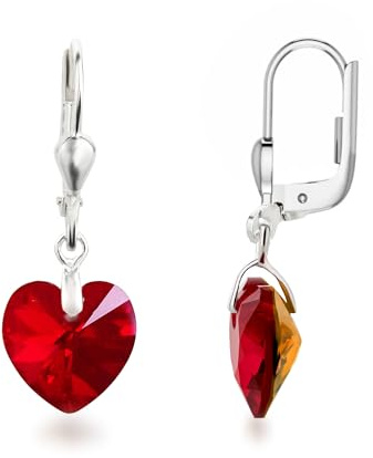 Schöner-SD 925 Silber Hänger Ohrringe Herz Kristall 10mm Damen Mädchen
