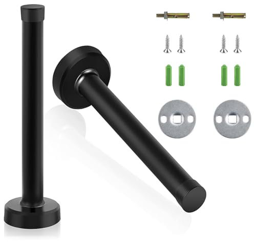 2 Stück Wandtürstopper Wand Edelstahl, Edelstahl Türanschlag, 15 cm Türstopper Wand, mit Gummi Puffer Enthält Befestigungsmittel, für Wände und Türen, Schwarz
