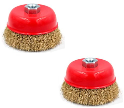 Acan Tradineur - Lot de 2 brosses en fil pour meuleuse d'angle - Brosse en acier pour bois et métal - Ponçage et polissage, élimination de la rouille, bavures - Ø 125 mm