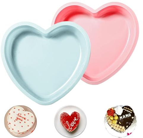 INHEMING 8-Inch Heart Shaped Silicone Cake Pan - Baking Tray Mould for Cheesecake, DIY Cakes, Bread (H:4CM)