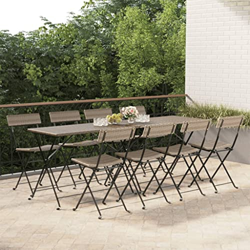 AJSEOYBS Gartenmöbel,Terrassenstühle,Atmungsaktive Gartenmöbel,Bistrostühle 8 STK. Klappbar Grau Poly Rattan und Stahl,Comfy Lounge Chair, Outdoor Möbelfür Rasen, Garten, Balkon im Freien usw
