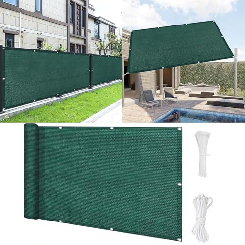 Balcon Privacidad 80 x 160 cm Protección UV Pantalla Protectoras Valla Privacidad con Ataduras de Cables para Patio Al Aire Libre Apartamento, Patio, Verde Oscuro
