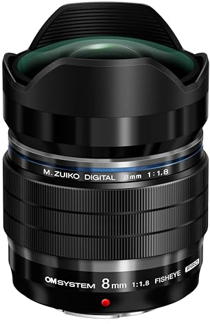 OM System M.Zuiko Digital ED 8 mm F1.8 Pro Objetivo, Longitud Focal Fija rápida, Apto para Todas Las Cámaras MFT, Modelos Olympus OM-D & Pen, Serie G de Panasonic, Negro