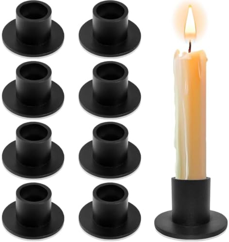 8 Stück Kerzenständer Schwarze, Kerzenhalter Stabkerze, Stabkerzenhalter für Wohnkultur, Candlelight Dinner, Kerzen Halter mit Stabile Basis, Elegant und Gediegen