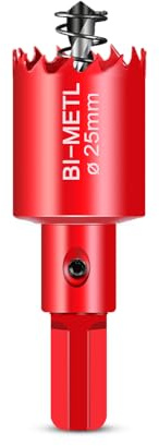 HOHXEN M42 HSS Sega a Tazza 25mm, Bimetallica Resistente con Punta di Posizionamento per il Taglio di Acciaio Dolce, Acciaio Inossidabile, Ghisa, Ottone, Alluminio, Legno, Tubo PVC, Cartongesso