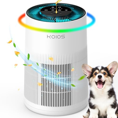 Purificadores de aire para el hogar, habitación grande, 1200 pies cuadrados, KOIOS H13 True HEPA Purificador de aire para recámara con 7 luces coloridas, aromaterapia, limpiador de filtro de aire de