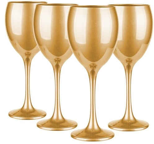 Glasmark Lot de s à rouge - s à blanc - Gobelet à - Passe au lave-vaisselle - Or métallique - 4 x 300 ml