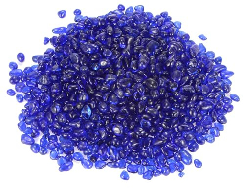 M METERXITY Perle Vetro Rotondo Alto Lustro, Gemme Vetro, Ciottoli Vetro, Biglie Vetro per Vasi/Fuochi/Crafts/Acquario/Decorazioni Giardino 8-13mm, 550g/1.21-Libbra [Blu Scuro]
