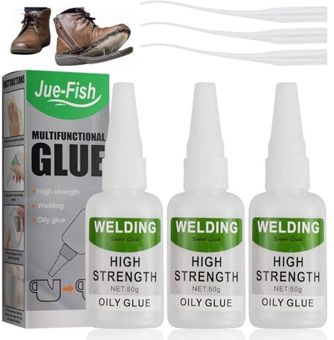Lot de 3 super adhésifs universels 50 g - Colle pour chaussures - Extra forte - Étanche - Pour plastique, métal, céramique, cuir, résine