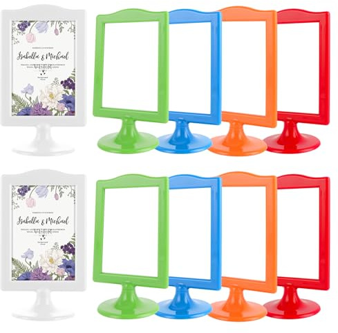 CYEER 10 Stück Bilderrahmen Stehend, Stehend Doppelseitiger Fotorahmen 10 x 15 cm, Bilderrahmen Doppelseitig, Tischaufsteller, Photo Frame für Foto, Hochzeit, Party (bunt)
