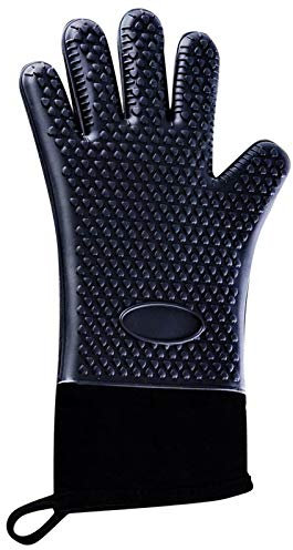Haushaltshandschuhe, Gartenhandschuhe, Arbeitshandschuhe, Premium-Ofen, hitzebeständig, Verbrühungsschutz, dick, mit innerer Baumwollschicht, Unterarmschutz for Mikrowelle, Kochen, Grillen, Kamin (rot