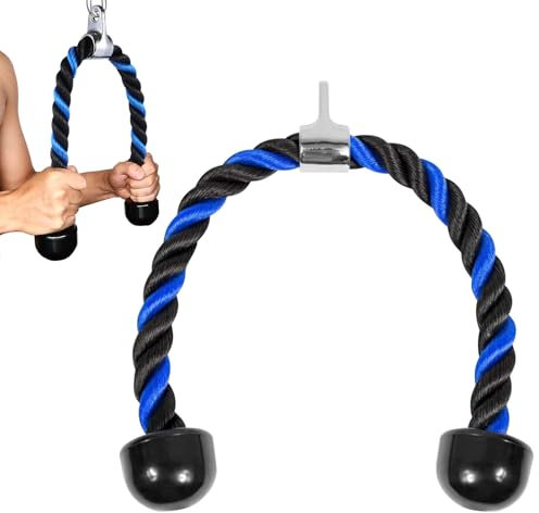 HIUOUIH Corda Tricipiti Maniglia per Corda in Nylon Corda per Allenamento Tricipiti Cavo per Tricipiti per Attrezzi Ginnici Meccanici da Palestra Domestica, Blu