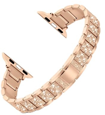 YealRed Armband för Apple Watch 42 mm, 44 mm, 45 mm, 46 mm, 49 mm, dam metallklockarmband, smal strass, ersättningsband för iWatch Series 11/10 (46 mm)/Ultra 3/2/SE 3/2/Series 9/8/7/6/5/4/3/2/1
