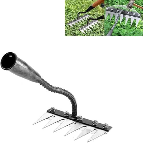 Rastrillo de malezas, rastrillo de acero al carbono de 5/6/7/8 dientes, herramienta de extracción de desmalezadora de mano de jardinería desmontable, herramientas de deshierbe de jardín para aflojar