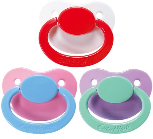 CutiePlusU Schnuller - Großer Saugerschild Farbmix 3 Paci Pack-Rot Grün Blau