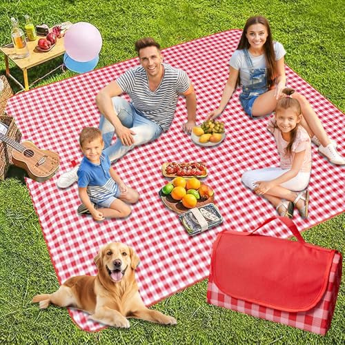 DAZZTIME Couverture de Pique-Nique,Couverture de Plage 300x200cm,Tapis De Plage,Tapis Pique Nique Pliable avec Poignée,Lavable en Machine,pour Camping,Jardin,Extérieur