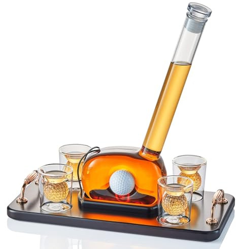 Carafe A Decanter Vin - Decanter Whisky Figurine, Coffret Carafe À Whisky De Golf Avec 4 Verres À Shot En Forme De Balle De Golf