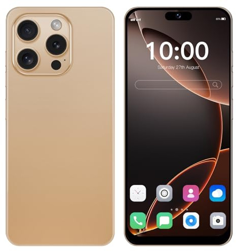 QrZrQ 4G Smartphone has 6.3-inch HD Incell Display, 32GB ROM (Expandable up to 256GB), Dual SIM Free Unlocked Android 12.0,Support Bluetooth/Wifi/GPS/FM Mobile Phone (Gold)