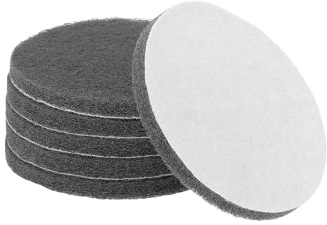 sourcing map 6pcs Scrubber Scouring Pads 1200 Grits 5 Inch Drill Power Brush Hoop and Loop Surface Conditioning Disc Drill Scuffing Disc Scrub Pads for Home Kitchen Cleaning, Light Gray
