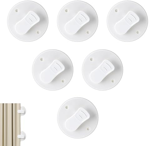 6 Stück Duschvorhang Clips, Uschvorhang Klammern Spritzschutz Clip, Selbstklebende Duschvorhang Clips, für Dusche Hängend Camper Badezimmer Home Dekoration Innen Und Außen(Weiß)