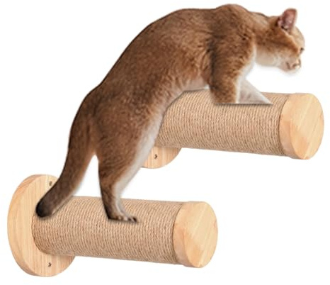 Katzenregale zur Wandmontage – robuste Kletterleiter, mehrstufige Katzenwandeinheit | schwimmende Katzenplattform, Kratzstufen aus Holz, Übungsregal für den Innenbereich, Stange