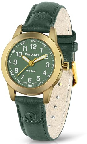PINIDOUS Damen Uhren für Damen Quarz Analoguhren Mini Armbanduhr Gut Lesbares Zifferblatt Wasserdicht Edelstahlgehäuse Lederarmband Klassische Mode Einfache,Lässige,Elegante Uhren