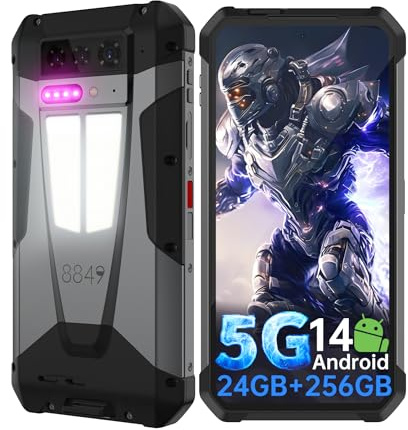 8849 Tank 4 5G Wasserdichtes Robustes Handy mit 6,78-Zoll-AMOLED-Bildschirm | Mit Projektor, Android 14, Großer Akku OTG Outdoor Baustellenhandy, Industrielles Smartphone für Camping Wandern Bergtouren