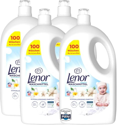 Vollwaschmittel Sensitiv – Flüssigwaschmittel – 100 WL – 4500 ml – 4er Pack – Sanfte Reinigung für empfindliche Wäsche